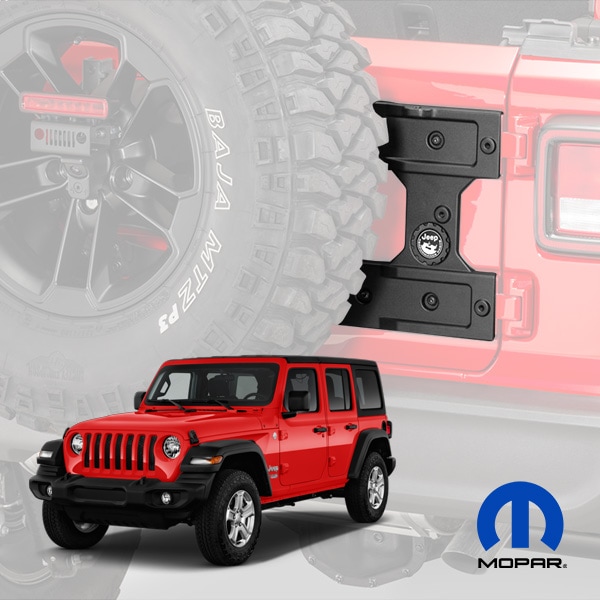 MOPAR純正 テールゲート 補強システム 大口径スペアタイヤ装着用補強キット ブラックパウダーコート エンブレムバッジ付属 ジープ JL ラングラー モパー