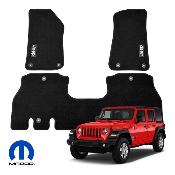 MOPAR純正 フロアマット カーペット 82215201AC フロント&リア 1台分 3枚セット JEEP ロゴ入 ジープ JL ラングラー 左ハンドル/右ハンドル共通