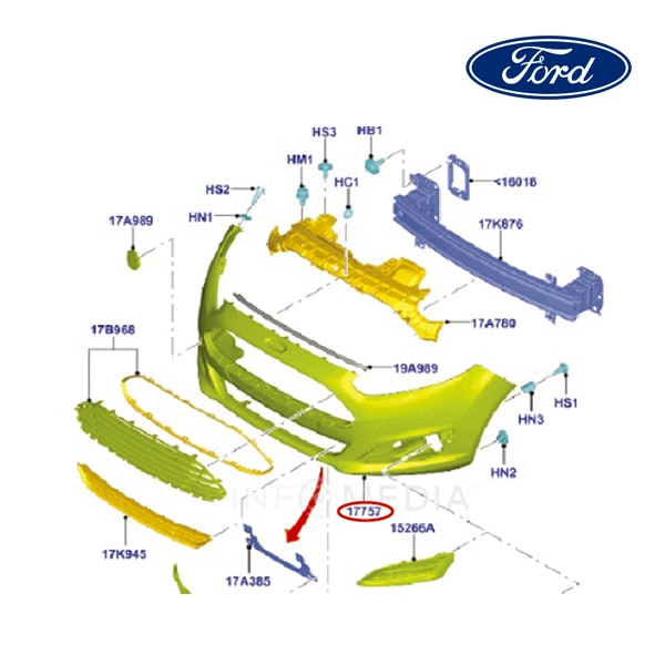 【FORD/フォード純正品】 バンパーフェース フロント 13y- フィエスタ 1814802