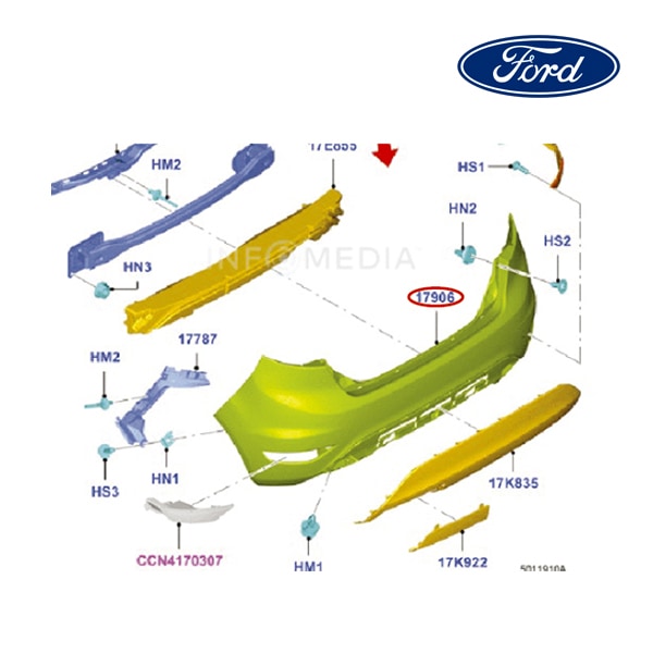 【FORD/フォード純正品】 バンパーフェース リア 13y- フィエスタ 1730685