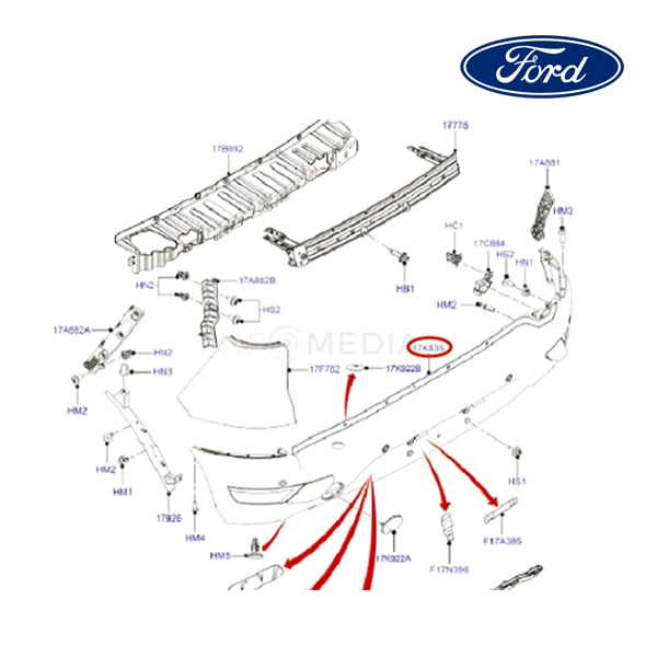 【FORD/フォード純正品】 バンパーフェース リア 13y- ECOSPORT CN1517K835FH5ZCT