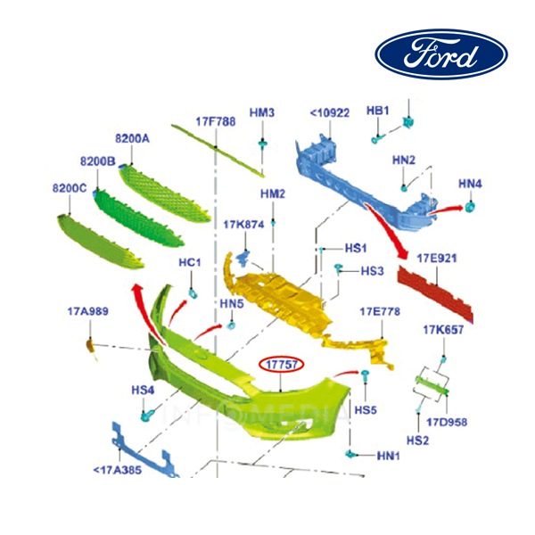 【FORD/フォード純正品】 バンパーフェース フロント 15y- フォーカス F1EZ17757AD