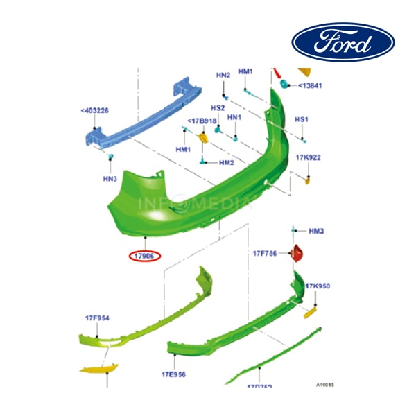 【FORD/フォード純正品】 バンパーフェース リア 15y- フォーカス F1EZ17906BA
