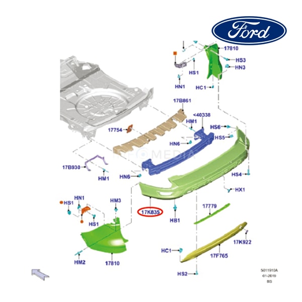 【FORD/フォード純正品】 バンパーフェース リア 13-16y クーガ 1837225