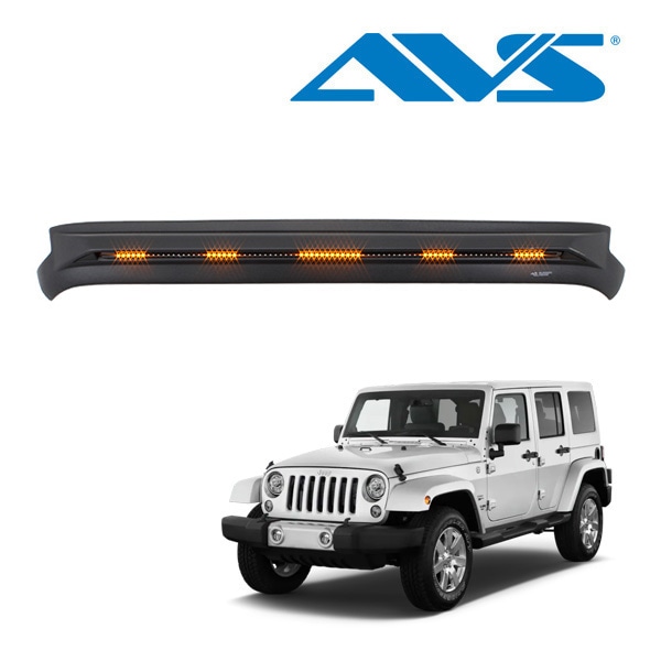 【AVS 正規品】AEROSKIN エアロスキン バグガード シーケンシャルLED付 ロゴ入 テクスチャードブラック ボンネットガード フードプロテクター ボンネットプロテクター ジープ JK ラングラー