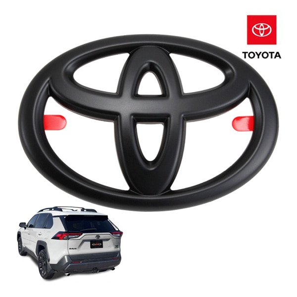 USトヨタ純正 トヨタマーク リアエンブレム  リアゲート ゲートエンブレム オーバーレイ マットブラック 両面テープ 純正に貼り付け TOYOTA RAV4 50系