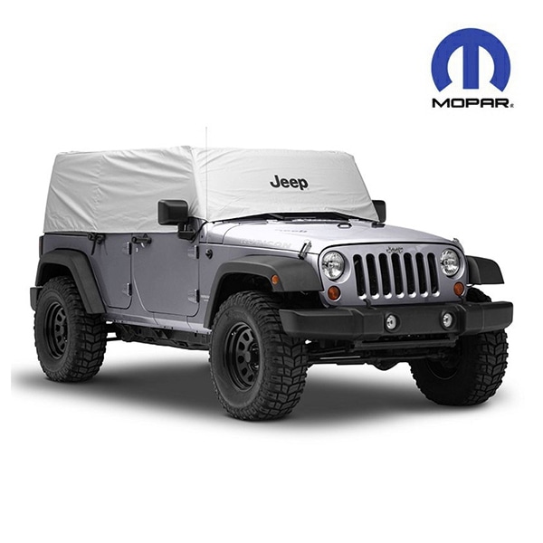 MOPAR純正 専用設計 ボディーカバー カーカバー キャブカバー Jeep ロゴ入り シルバー 専用バッグ付 JEEP ジープ 07-18y ラングラー JK 4ドア 屋外用 アウトドア