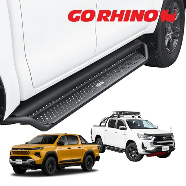 【GO RHINO 正規品】トヨタ TOYOTA ハイラックス GUN226 GUN125 前期 後期 ドミネイター エクストリーム Dominator Xtreme D1シリーズ サイドステップ ロックスライダー テクスチャーブラック D14431T ゴーライノ