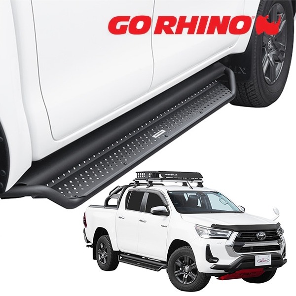 【GO RHINO 正規品】ドミネイター エクストリーム Dominator Xtreme D1シリーズ サイドステップ ロックスライダー テクスチャーブラック D14431T トヨタ ハイラックス HILUX GUN125 平成29年9月-令和6年10月 ゴーライノ
