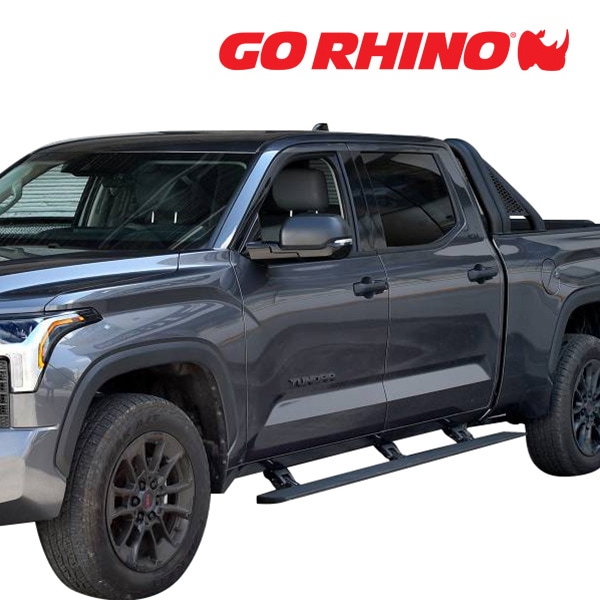 【GO RHINO 正規品】22y- トヨタ タンドラ クルーマックス  E1 エレクトリック 電動 サイドステップ パワーステップ 電動格納 パワーランニングボード プロテクティブBDコート 20443587T アルミ製 LEDライト付 ツインモーター採用