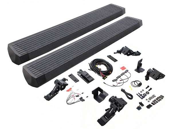 【GO RHINO 正規品】ジープ JL ラングラー 4ドア  E1 エレクトリック 電動 サイドステップ パワーステップ 電動格納 パワーランニングボード テクスチャーブラック 20450674PC アルミ製 LEDライト付 ツインモーター採用