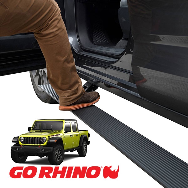 【GO RHINO 正規品】ジープ JT グラディエーター  E1 エレクトリック 電動 サイドステップ パワーステップ 電動格納 パワーランニングボード テクスチャーブラック 20451687PC アルミ製 LEDライト付 ツインモーター採用