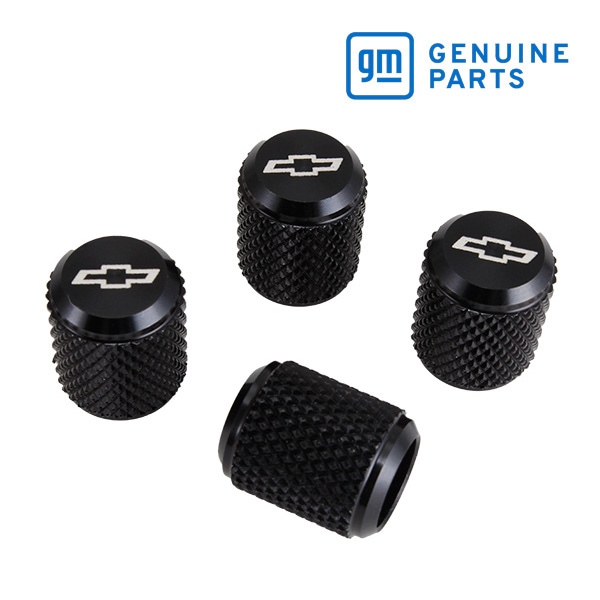 GM純正 エアバルブキャップ 1台分 4個セット ブラック ボウタイロゴ シボレー車 汎用 アストロ/タホ/サバーバン/C-1500/K-1500/シルバラード