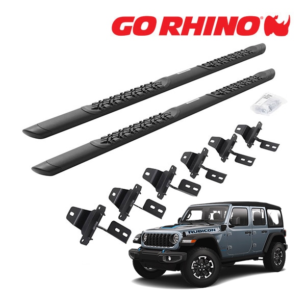 【GO RHINO 正規品】Vシリーズ Vertex V3 アルミニウム サイドステップ 5インチ テクスチャーブラック V3450674T ジープ JL ラングラー 4ドア ゴーライノ
