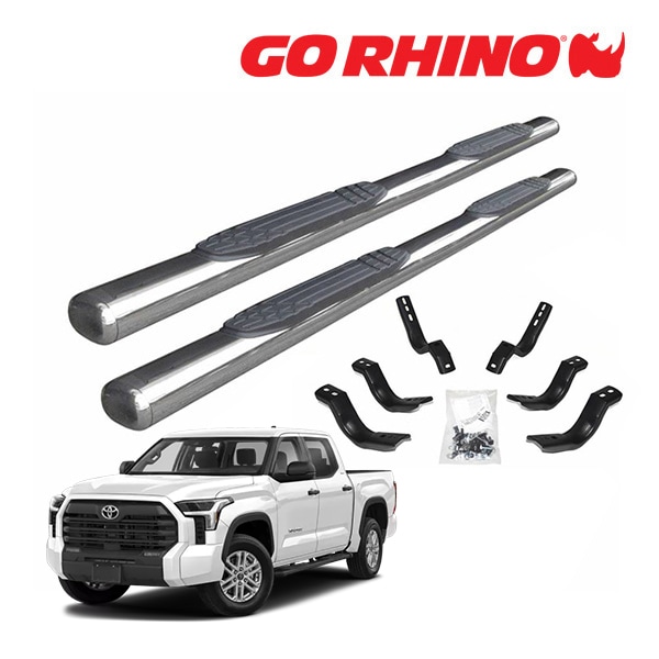【GO RHINO 正規品】1000シリーズ ステンレス サイドステップ 4インチ ポリッシュ 104443587PS 22y- トヨタ タンドラ TUNDRA クルーマックス ゴーライノ