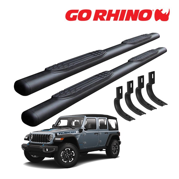 【GO RHINO 正規品】1000シリーズ サイドステップ 4インチ テクスチャーブラック 104450673T ジープ JL ラングラー 4ドア ゴーライノ