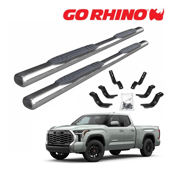 【GO RHINO 正規品】1000シリーズ ステンレス サイドステップ 4インチ ポリッシュ 104443580PS 22y- トヨタ タンドラ ダブルキャブ ゴーライノ