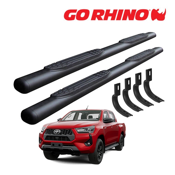 【GO RHINO 正規品】1000シリーズ サイドステップ 4インチ テクスチャーブラック 104018380T トヨタ ハイラックス HILUX GUN125 平成29年9月-令和6年10月 ゴーライノ