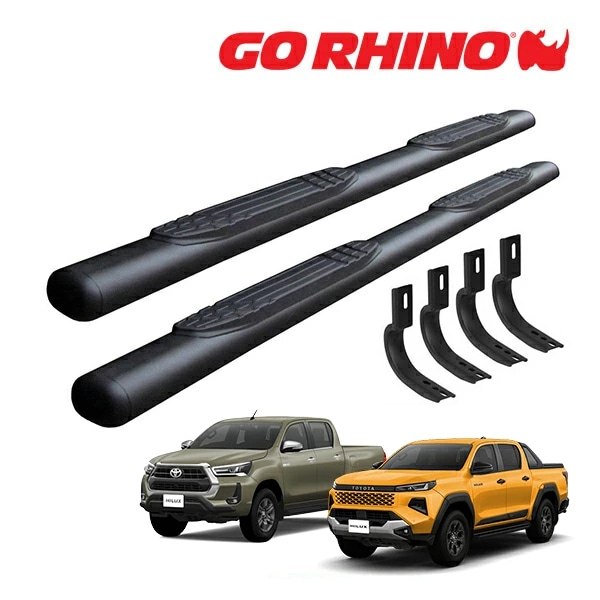 【GO RHINO 正規品】トヨタ TOYOTA ハイラックス GUN226 GUN125 前期 後期 1000シリーズ サイドステップ 4インチ テクスチャーブラック 104018380T ゴーライノ