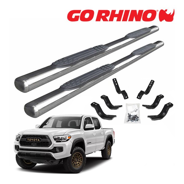 【GO RHINO 正規品】1000シリーズ ステンレス サイドステップ 4インチ ポリッシュ 104442987PS 05-23y トヨタ タコマ TACOMA ゴーライノ