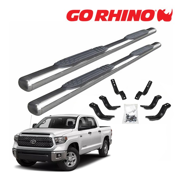 【GO RHINO 正規品】1000シリーズ ステンレス サイドステップ 4インチ ポリッシュ 104441587PS 07-21y トヨタ タンドラ TUNDRA クルーマックス ゴーライノ