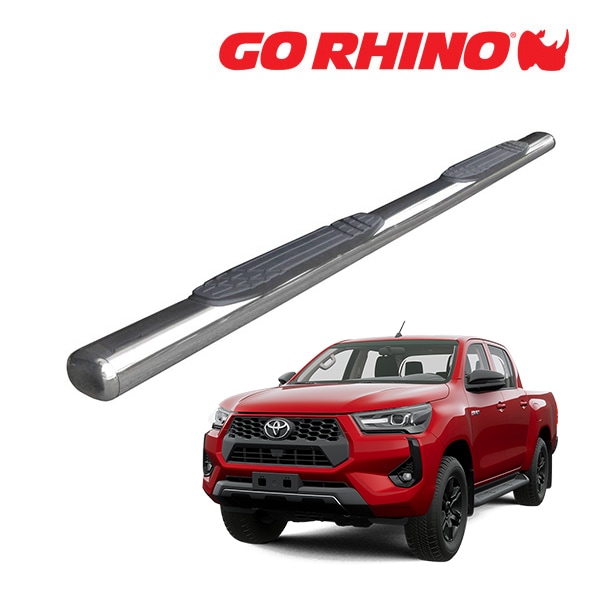 【GO RHINO 正規品】1000シリーズ ステンレス サイドステップ 4インチ ポリッシュ 104018380PS トヨタ ハイラックス HILUX GUN125 平成29年9月-令和6年10月 ゴーライノ