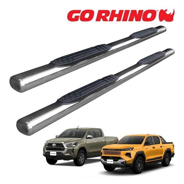 【GO RHINO 正規品】トヨタ TOYOTA ハイラックス GUN226 GUN125 前期 後期 1000シリーズ ステンレス サイドステップ 4インチ ポリッシュ 104018380PS ゴーライノ
