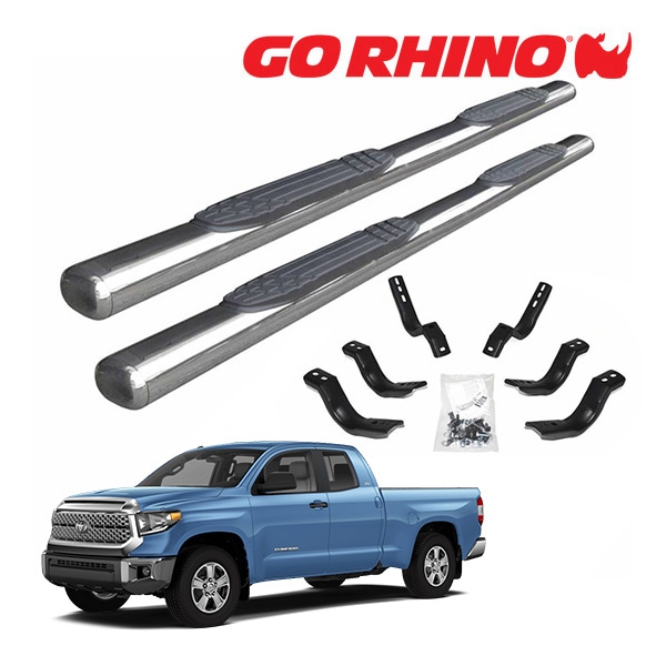 【GO RHINO 正規品】1000シリーズ ステンレス サイドステップ 4インチ ポリッシュ 104441580PS 07-21y トヨタ タンドラ ダブルキャブ ゴーライノ