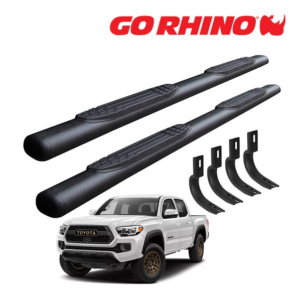 【GO RHINO 正規品】1000シリーズ サイドステップ 4インチ テクスチャーブラック 104442987T 05-23y トヨタ タコマ クルーキャブ ゴーライノ