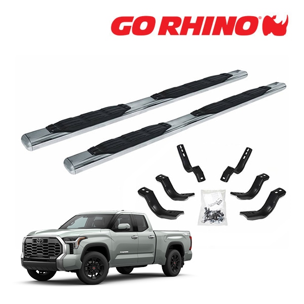【GO RHINO 正規品】1000シリーズ ステンレス サイドステップ 5インチ ポリッシュ 105443580PS 22y- トヨタ タンドラ TUNDRA ダブルキャブ ゴーライノ