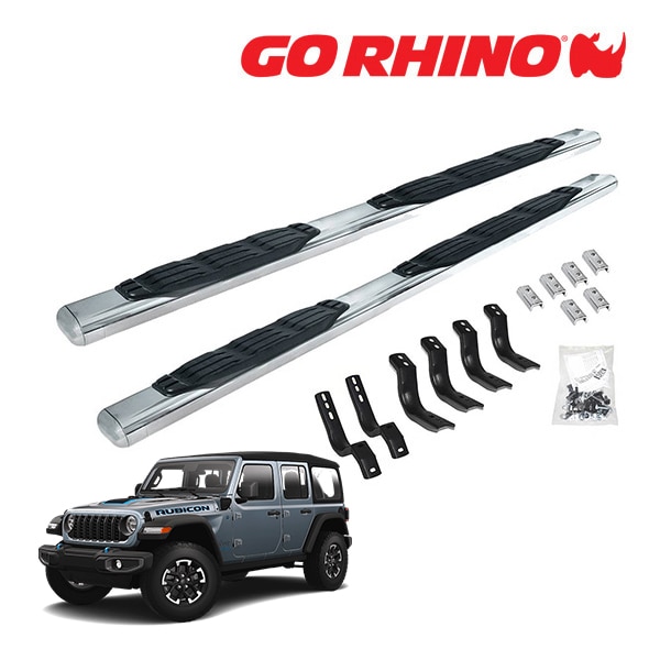 【GO RHINO 正規品】1000シリーズ ステンレス サイドステップ 5インチ ポリッシュ 105450673PS ジープ JL ラングラー 4ドア ゴーライノ