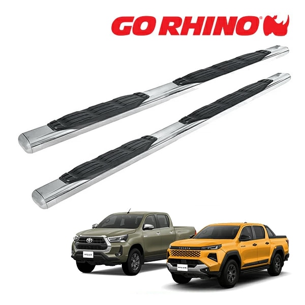 【GO RHINO 正規品】トヨタ TOYOTA ハイラックス GUN226 GUN125 前期 後期 1000シリーズ ステンレス サイドステップ 5インチ ポリッシュ 105018380PS ゴーライノ