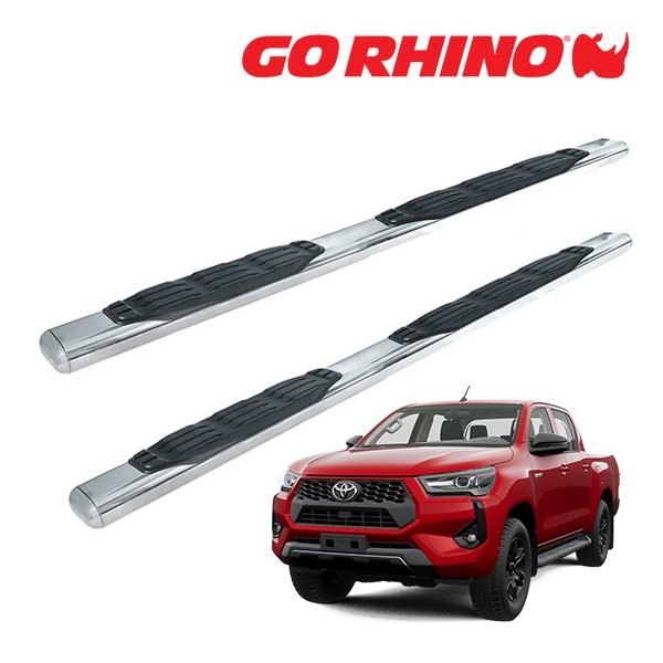 【GO RHINO 正規品】1000シリーズ ステンレス サイドステップ 5インチ ポリッシュ 105018380PS トヨタ ハイラックス HILUX GUN125 平成29年9月-令和6年10月 ゴーライノ