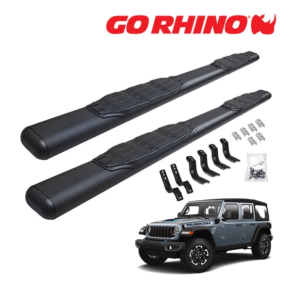 【GO RHINO 正規品】1000シリーズ サイドステップ 5インチ テクスチャーブラック 105450673T ジープ JL ラングラー 4ドア ゴーライノ