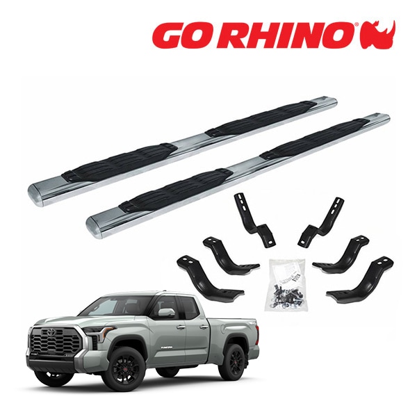 【GO RHINO 正規品】1000シリーズ ステンレス サイドステップ 5インチ ポリッシュ 105443587PS 22y- トヨタ タンドラ ダブルキャブ ゴーライノ