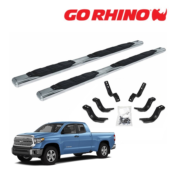 【GO RHINO 正規品】1000シリーズ ステンレス サイドステップ 5インチ ポリッシュ 105441580PS 07-21y トヨタ タンドラ ダブルキャブ ゴーライノ