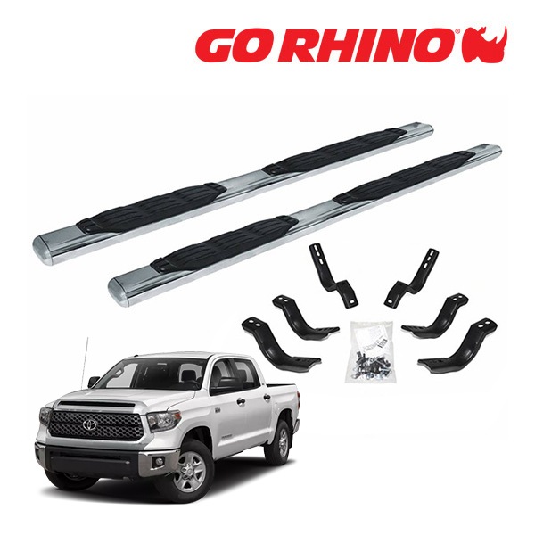 【GO RHINO 正規品】1000シリーズ ステンレス サイドステップ 5インチ ポリッシュ 105441587PS 07-21y トヨタ タンドラ クルーマックス ゴーライノ