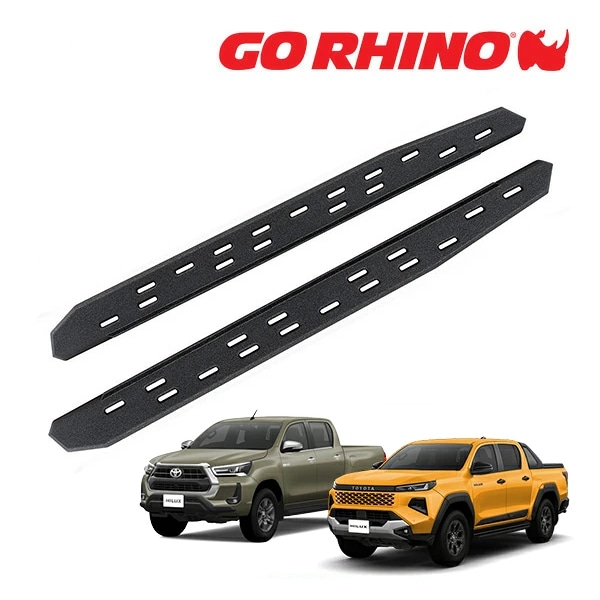 【GO RHINO 正規品】トヨタ TOYOTA ハイラックス GUN226 GUN125 前期 後期 RB30 スリム ランニングボード サイドステップ テクスチャーブラック 69643180SPC ゴーライノ