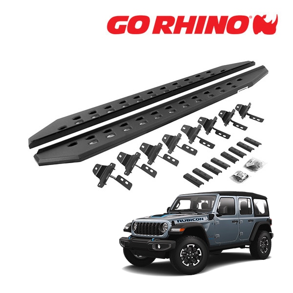 【GO RHINO 正規品】RB20 スリム ランニングボード サイドステップ テクスチャーブラック 69450673SPC ジープ JL ラングラー 4ドア ゴーライノ