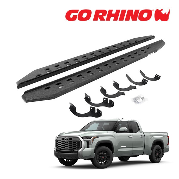 【GO RHINO 正規品】RB20 スリム ランニングボード サイドステップ プロテクティブベッドライナーコート 69443580ST 22y- トヨタ タンドラ TUNDRA ダブルキャブ ゴーライノ