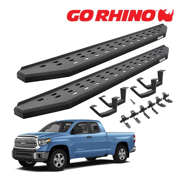 【GO RHINO 正規品】RB20 ランニングボード+ドロップステップ サイドステップ プロテクティブベッドライナーコート 6944158020T 07-21y トヨタ タンドラ TUNDRA ダブルキャブ ゴーライノ