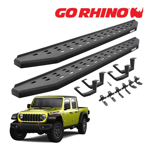 【GO RHINO 正規品】RB20 ランニングボード+ドロップステップ サイドステップ プロテクティブベッドライナーコート 6945168720T ジープ JT グラディエーター ゴーライノ