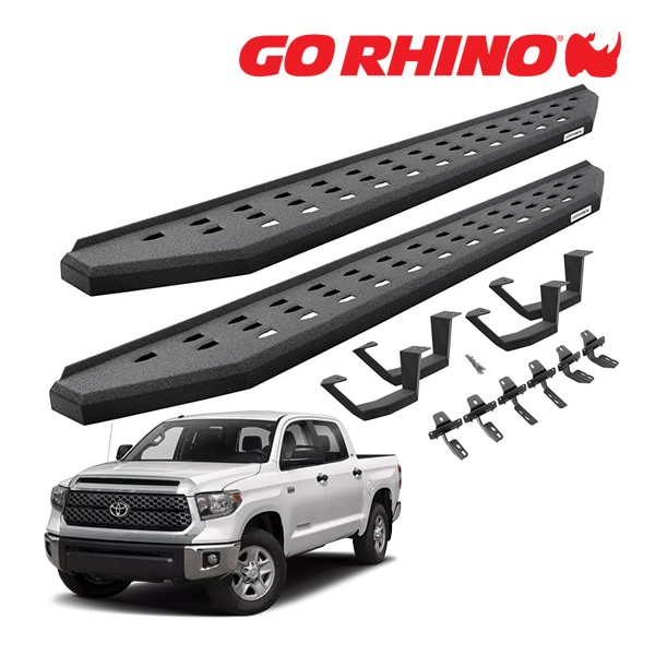 【GO RHINO 正規品】RB20 ランニングボード+ドロップステップ サイドステップ プロテクティブベッドライナーコート 6944168720T 07-21y トヨタ タンドラ TUNDRA クルーマックス ゴーライノ