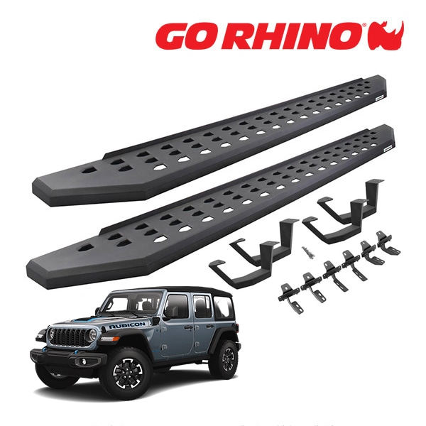 【GO RHINO 正規品】RB20 ランニングボード+ドロップステップ サイドステップ テクスチャーブラック 6945067320PC ジープ JL ラングラー 4ドア ゴーライノ