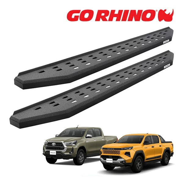 【GO RHINO 正規品】トヨタ TOYOTA ハイラックス GUN226 GUN125 前期 後期 RB20 ランニングボード サイドステップ テクスチャーブラック 69443180T ゴーライノ