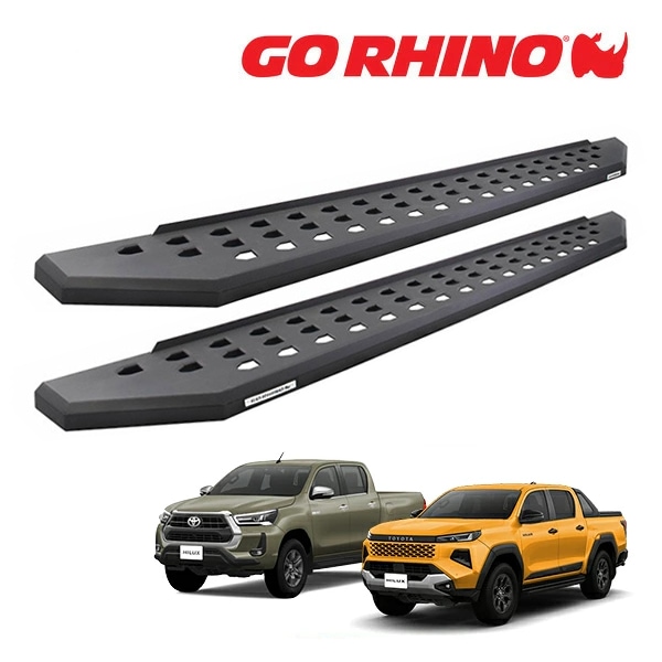 【GO RHINO 正規品】トヨタ TOYOTA ハイラックス GUN226 GUN125 前期 後期 RB20 ランニングボード サイドステップ テクスチャーブラック 69443180PC ゴーライノ