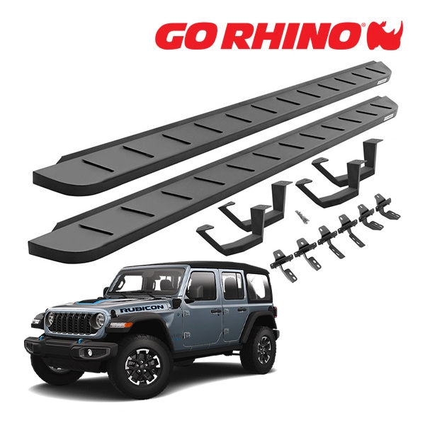 【GO RHINO 正規品】RB10 ランニングボード+ドロップステップ テクスチャーブラック 6345067320PC ジープ JL ラングラー 4ドア ゴーライノ