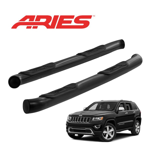 【ARIES 正規品】スチール サイドステップ ラウンド サイドバー 3インチ チューブステップ セミ・ブラックパウダーコーティング+Eコート仕上げ ジープ WK グランドチェロキー アリーズ
