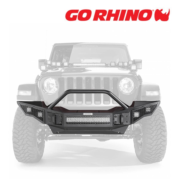 GO RHINO Rockline ロックライン フル幅 フルワイド フロントバンパー オーバーライダー付 ウインチバンパー テクスチャーブラック 331201T ジープ JK JL ラングラー 2ドア/4ドア | JT グラディエーター ゴーライノ