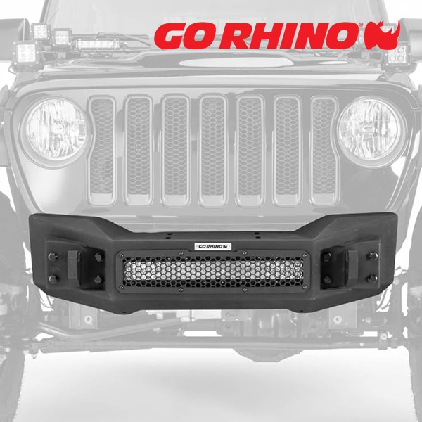 GO RHINO Rockline ロックライン Stubby スタビー フロントバンパー ウインチバンパー テクスチャーブラック 331100T ジープ JK JL ラングラー 2ドア/4ドア | JT グラディエーター ゴーライノ